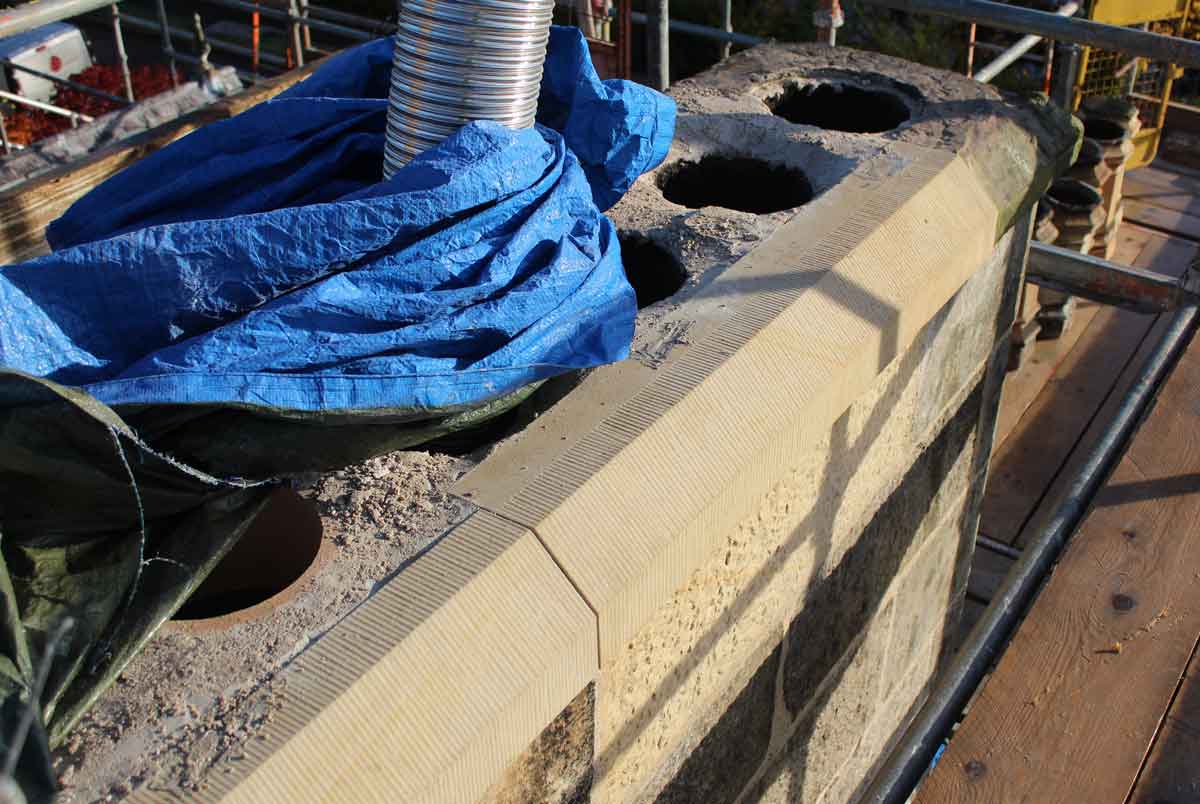 stone repairs to chimney